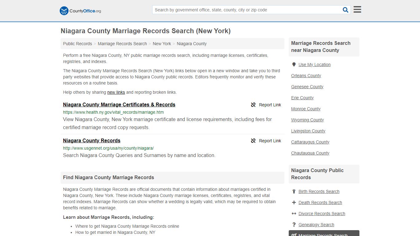 Marriage Records Search - Niagara County, NY (Marriage Licenses ...