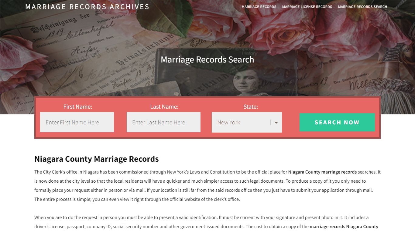 Niagara County Marriage Records | Enter Name and Search|14 Days Free